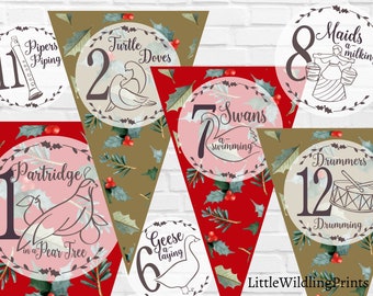 12 Days Of Christmas, Bulletin Board Banner, Bunting