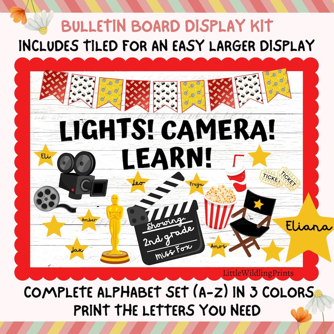 Lights Camera Action Back to School Bulletin Board Kit, Theatre Movie Hollywood Cinema Drama