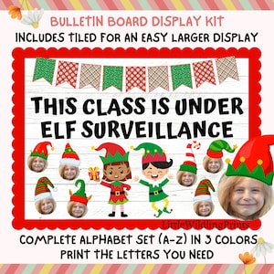 Christmas, Elf, Elves, Surveillance, Class, Bulletin Board Kit, December Bulletin