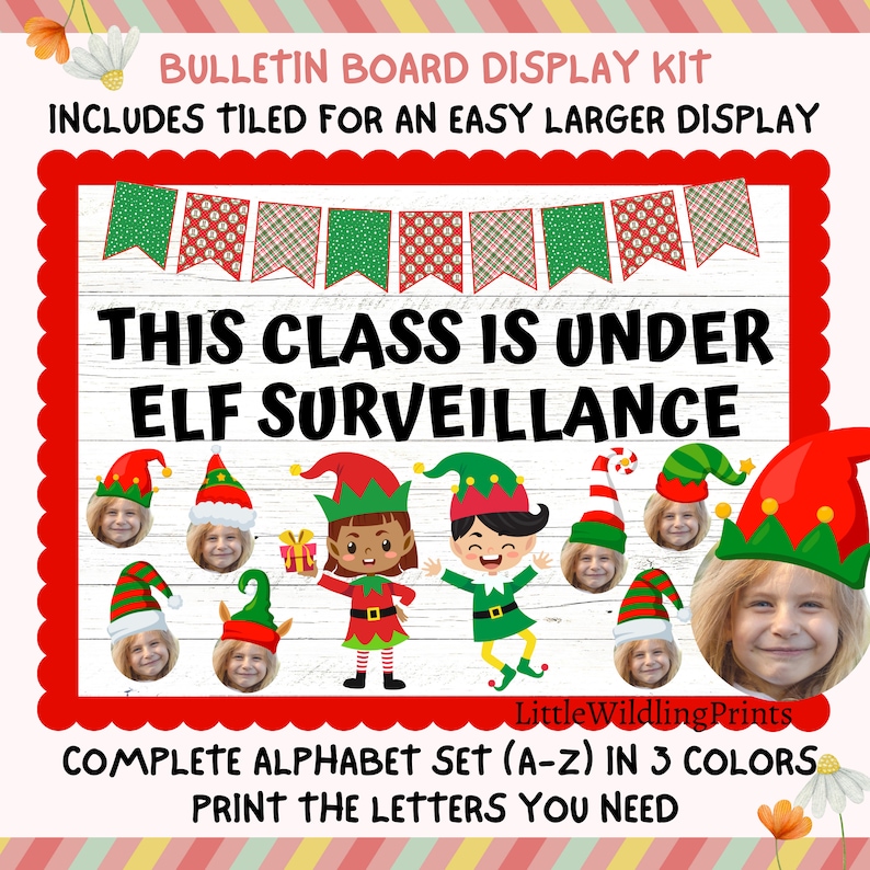 Christmas Elf Elves Surveillance Class Bulletin Board Etsy