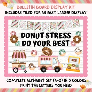 Donut LKW Sommer Bulletin Board Kit, Be Happy Do Your Best Streuseln Süßes Thema, Lehrer Klassenzimmer druckbares Dekor, Tür Kit, Juni Juli