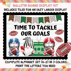 NFL American Football Bulletin Board Kit, National Football League Tackle Goals Class Activity Sports Gnomes Display