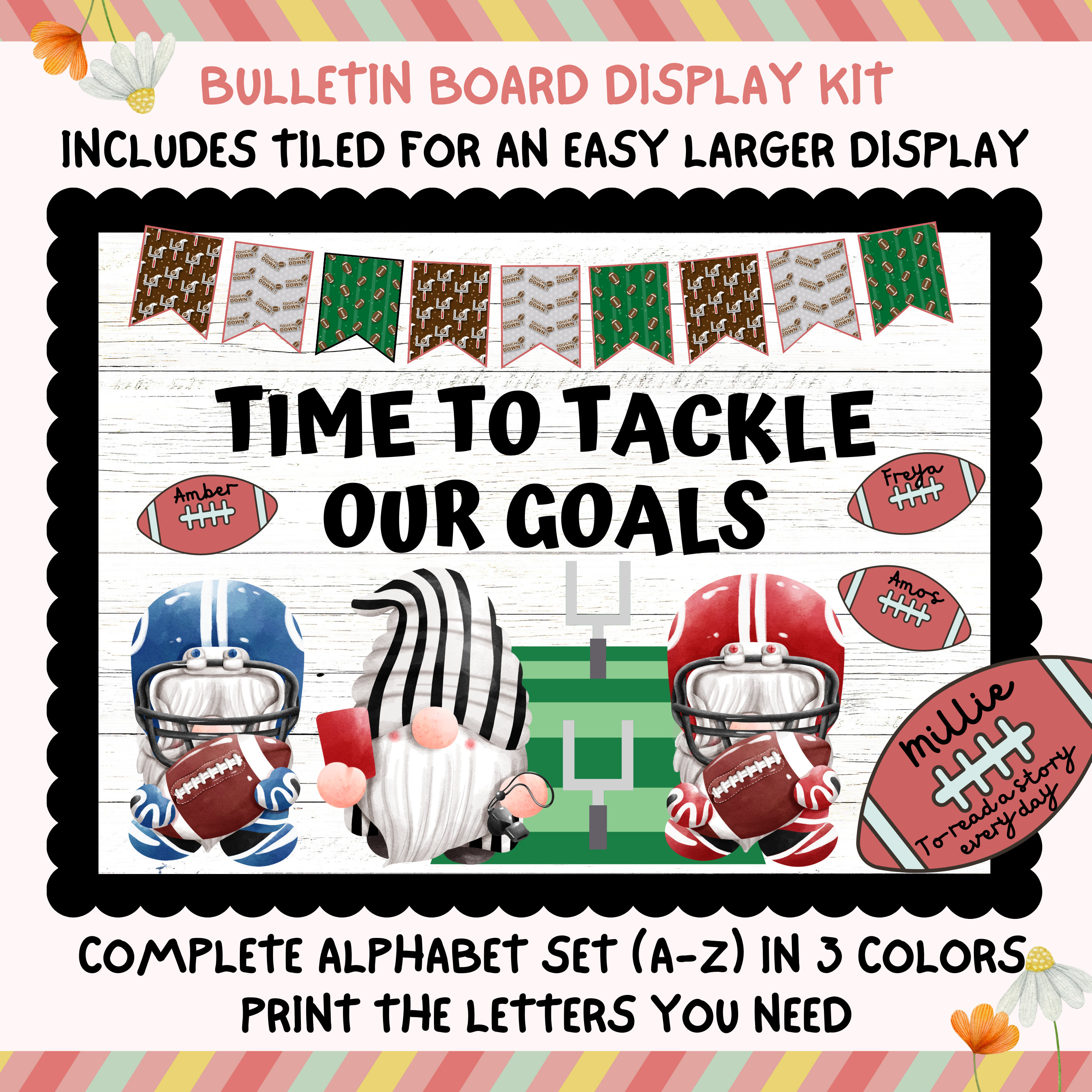 NFL American Football Bulletin Board Kit, National Football League Tackle  Goals Class Activity Sports Gnomes Display - Etsy Finland, image size:2700x2700