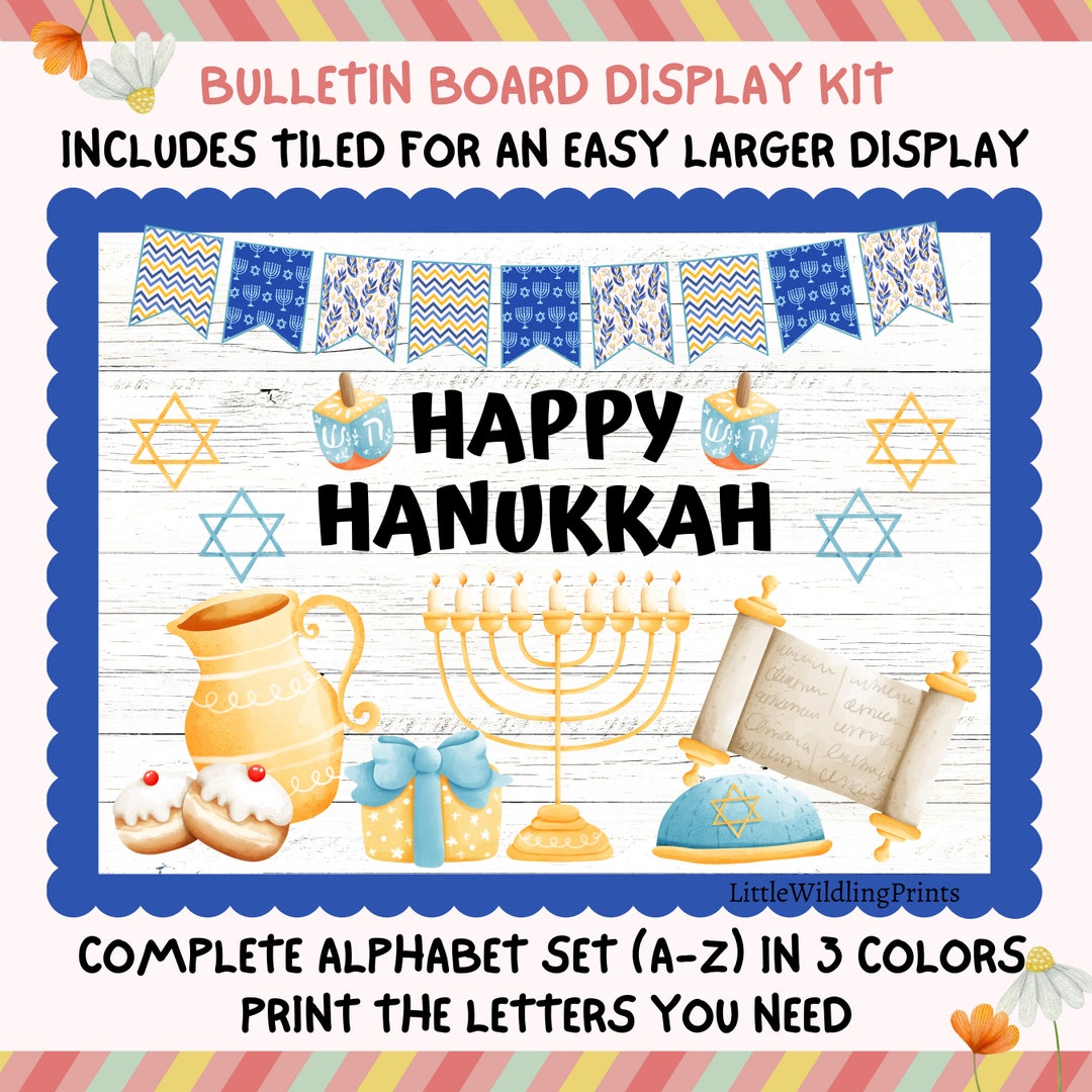 Happy Hanukkah Bulletin Board Kit, December Winter Class Bulletin Etsy