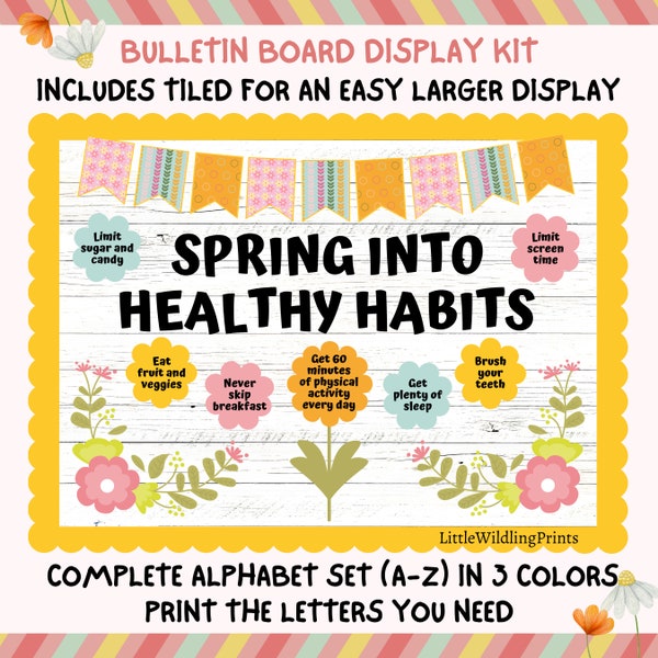 Healthy Habits Bulletin Board, Spring Bulletin, Health School Nurse Display, Motivational Classroom