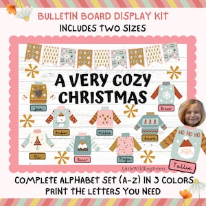 Sweater Weather Bulletin Board Kit, December Christmas Bulletin Board, Boho Christmas Class Name Tags
