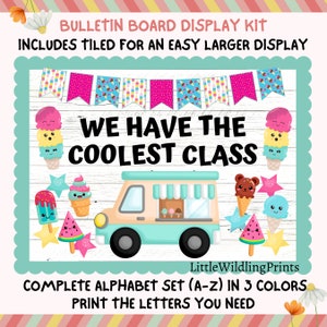 Ice Cream Truck Summer Bulletin Board Kit, Cool Class Cone Scope Sweet Theme, Teacher Classroom Printable Decor, Door Kit, June July