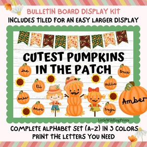 Pumpkin Fall Bulletin Board Kit, Scarecrow Harvest Pumpkin Class Names