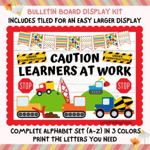 Construction Bulletin Board Kit, Day care Display, Learning Diggers Outdoor Building Display