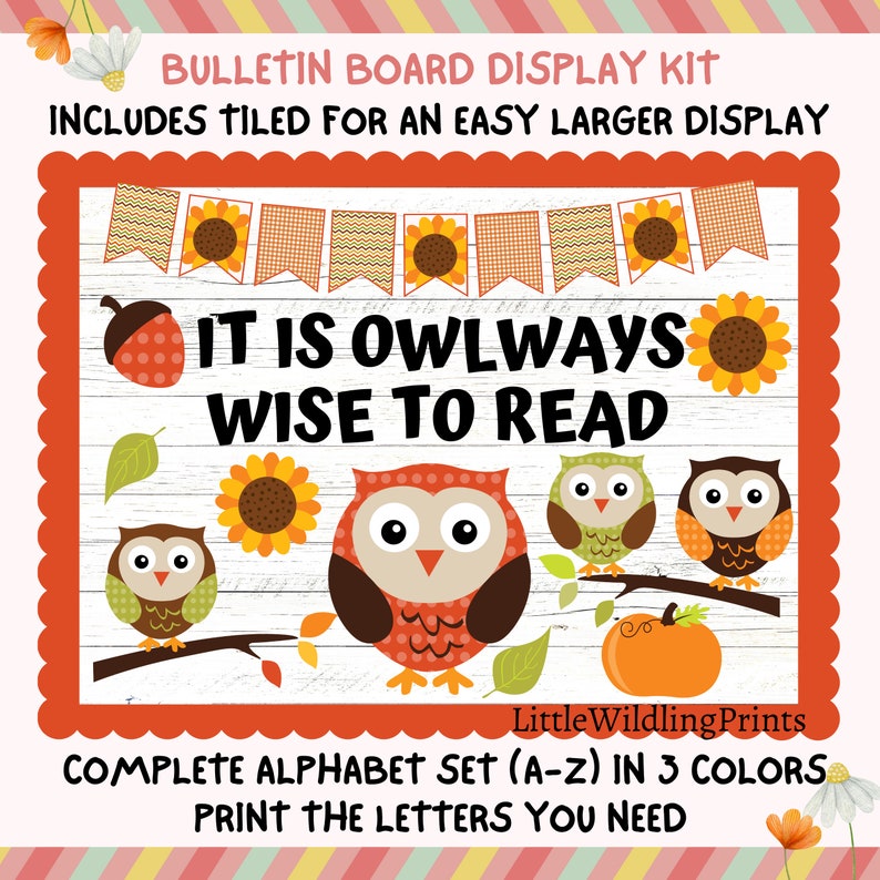 Reading Owls Bulletin Board Kit Books Library Wise Owl Fall - Etsy