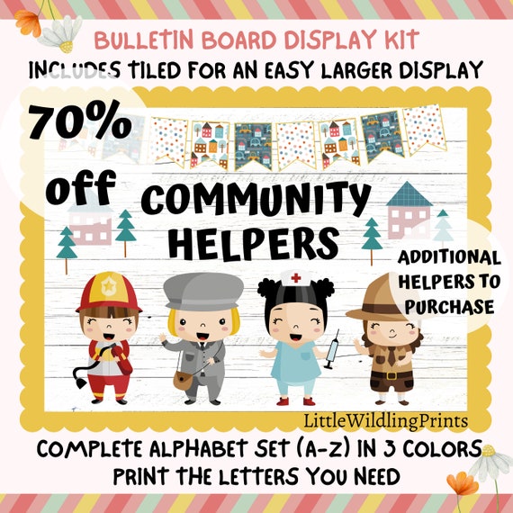 Community Helpers Bulletin Board Display Kit Custom Any Words Etsy