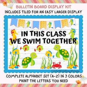 Under The Sea Bulletin Board Kit, Sea Animals Ocean Fish Nautical Theme, Teacher Classroom Printable Decor