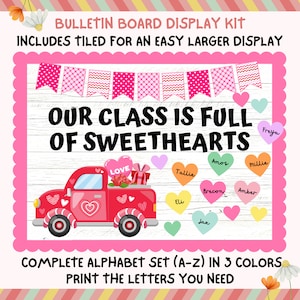 Valentines, Truck, Candy Hearts, Love Hearts Class Sweethearts, February, Valentines Day Bulletin Board Kit