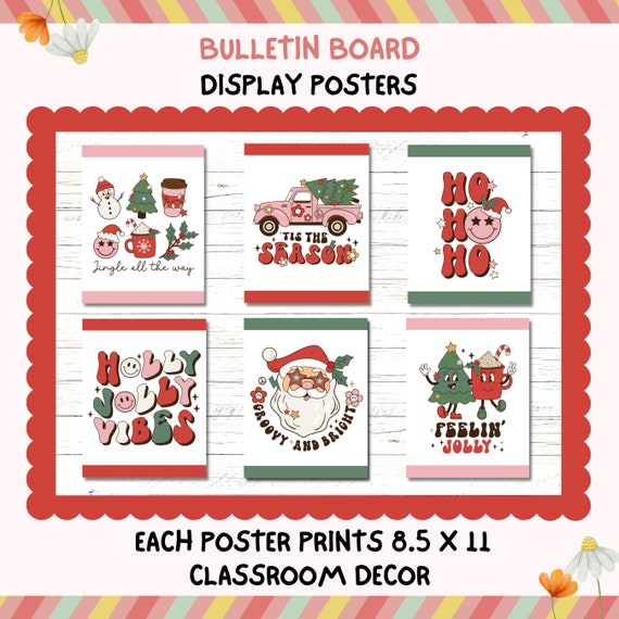 Christmas Retro Classroom Posters, Easy Modern Classroom Decor, Teacher Printable, Festive Christmas Poster Bulletin Board