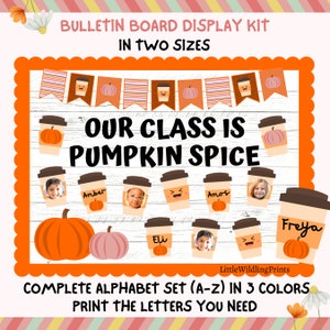 Pumpkin Spice Pinnwand Kit, Kürbis Latte Herbstklasse Namen Fotos Pinnwand