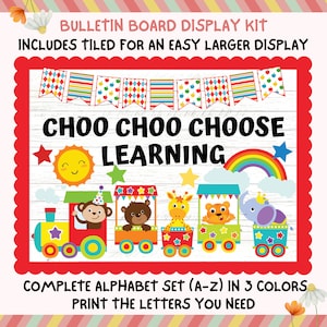 Kinder, Pre K, First, Second, Animal, Train, Colorful, Rainbow Bulletin Board Kit