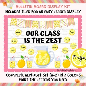 Lemon Bulletin Board Kit, Summer End of Year Bulletin Classroom Decor, Class names