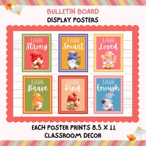 Gnome Bulletin Board Display Posters, Summer Popsicle Gnome, Teacher Classroom Decor Kit, Growth Positive Mindset Affirmation