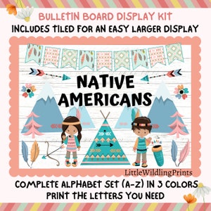 Native Americans Bulletin Board Kit, American Indians First Americans Indigenous Americans Tribe Theme, Teacher Classroom Printable Decor