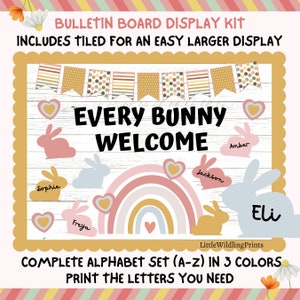 Happy Easter Bulletin Board Kit, April Bunny Spring Classroom Bulletin Rabbit Class Names