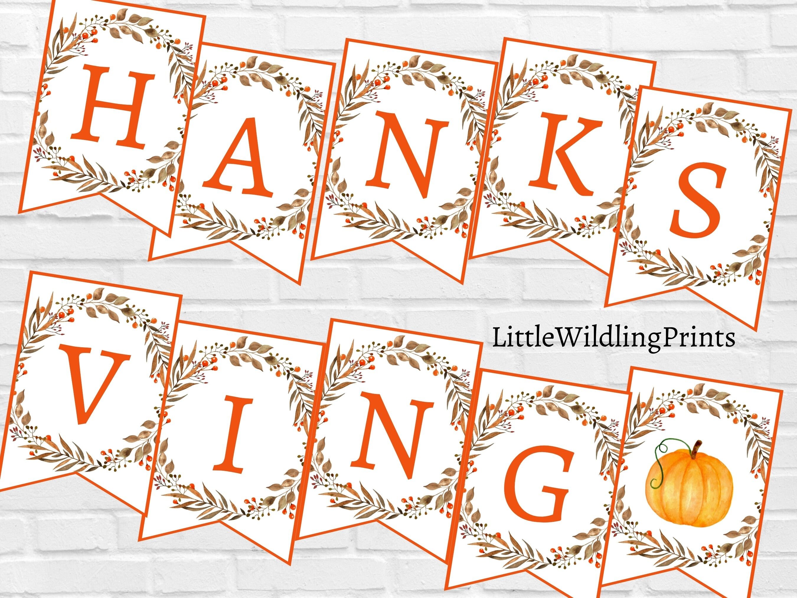 Happy Thanksgiving Banner Printable Digital Download Give Etsy