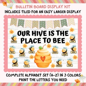 Welcome To Our Hive Bee Bulletin Board Edit Names Custom Words Printable Classroom Decor Door