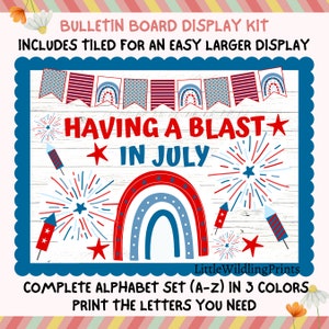 4 de julho Fogos de artifício Dia da Independência Quadro de avisos America Patriots Veterans Palavras personalizadas para impressão Kit de decoração de sala de aula maio junho julho