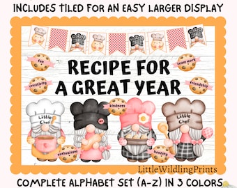 Baking Gnomes Bulletin Board Kit, Welcome Back To School Bulletin, Cooking Recipe Cookie Bulletin, September Bulletin