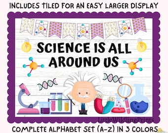 Science Bulletin Board Subject Scientist Experiment Display Kit Custom Any Words Printable Classroom Decor Door Kit
