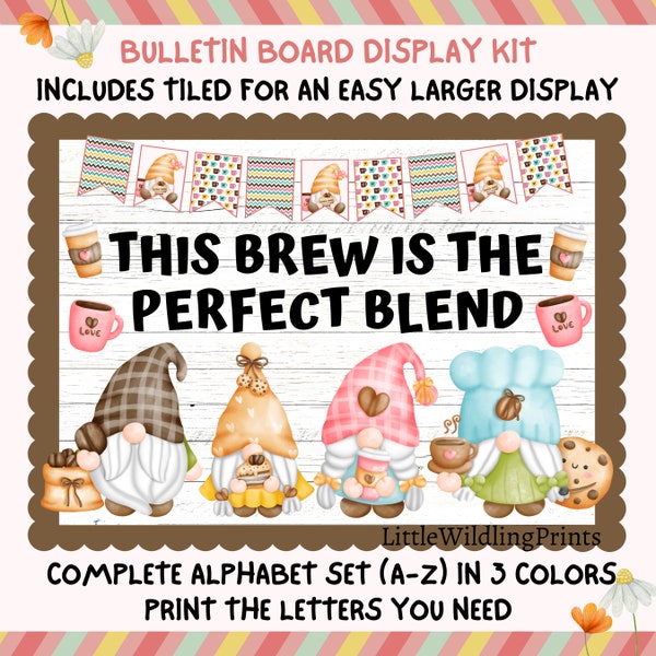 Personeelskamer Coffee Gnomes Bulletin Board Kit, Back To The Grind, Koffiehuis Decor