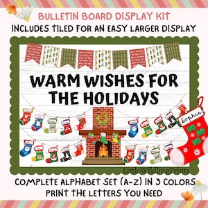 Christmas, Warm Wishes, Stocking, December, Fireplace, Class Names, Bulletin Board Kit