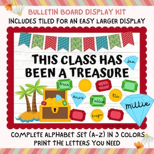 End Of Year Bulletin Board Kit, Treasure Gold Gem Class Bulletin, Class Names