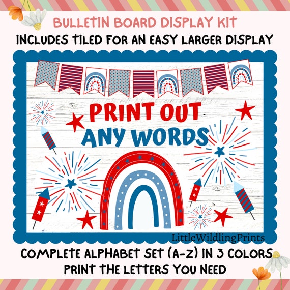 Patriotic Themed 4 inch Circular Bulletin Board Letters