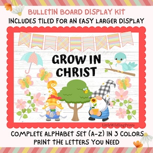 Church Bulletin Board, Growth, Gnomes, Religious, Spring Bulletin Board Kit, Christian Classroom