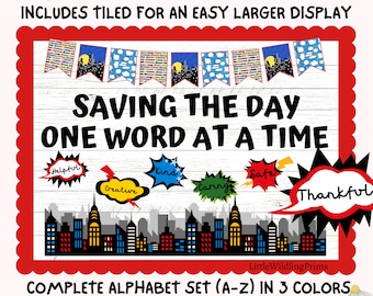 Superhero Bulletin Board Kit, Positive Words Kindness Reading Bulletin Board