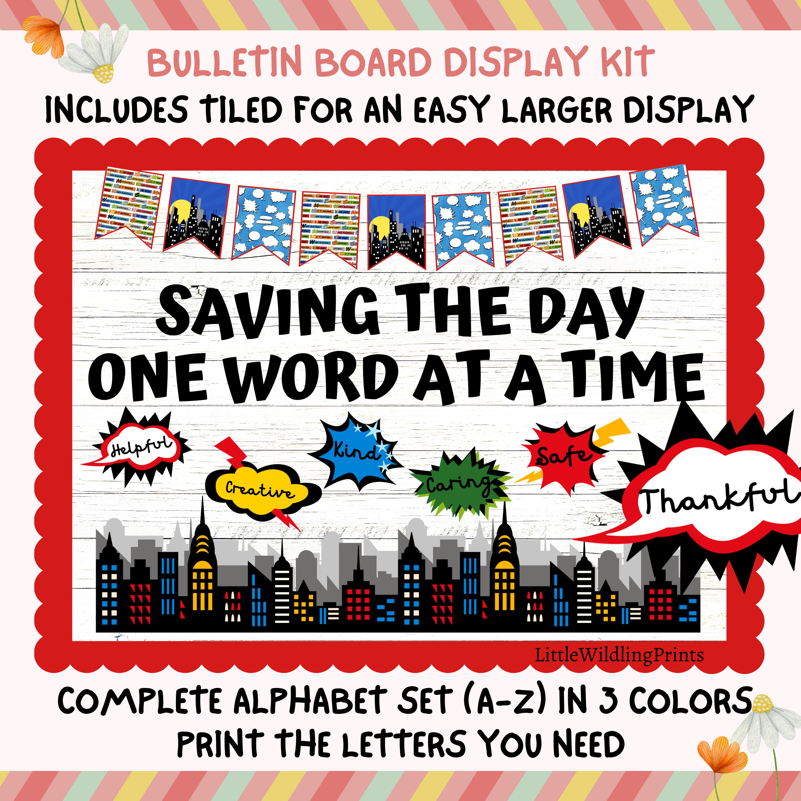Superhero Bulletin Board Kit, Positive Words Kindness Reading Bulletin Board  - Etsy, image size:2700x2700