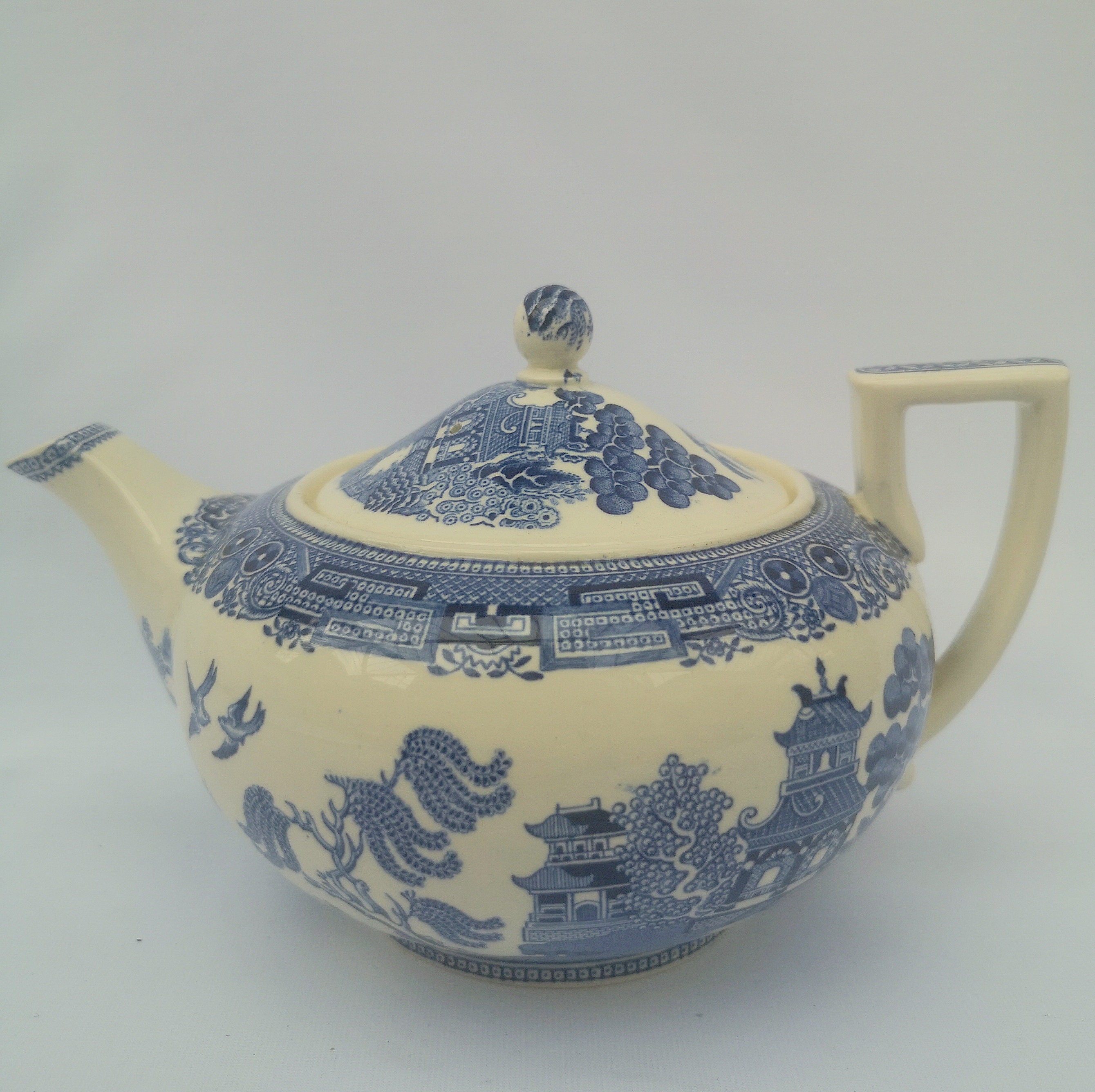 Wedgwood ETRURIA Barlaston Blue and White Willow Teapot Etsy