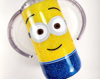 Minion Sippy Cup| Glitter Tumbler| Kids Custom Cup| Mom Gift| Personalized Gift| Baby Shower Gift| Sippy Cup Tumbler