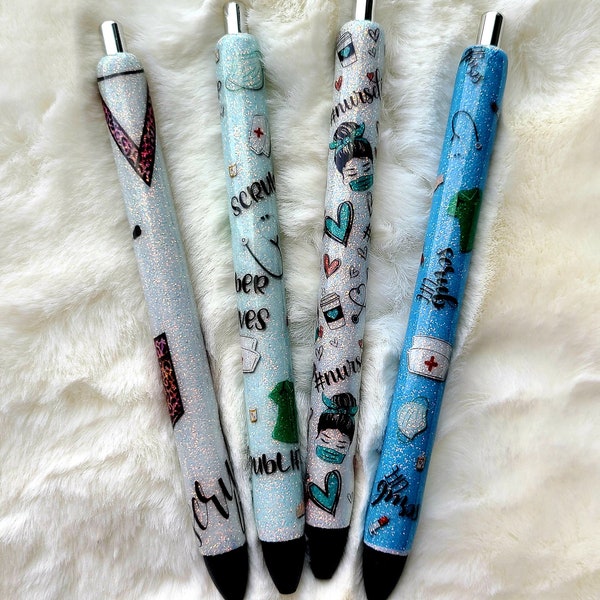 Nurse Custom Pen| Glitter Pen|  Refillable Pen| Custom Design| Gel Pen| Nurse Life| Nurse pen