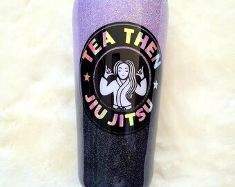 Jiu Jitsu Ombre Glitter Tumbler| Glitter Tumbler| Glitter Custom Cup| Personalized Gift| Purple Ombre|