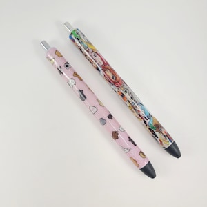 Stylo inspiré des dessins animés| Stylo pailleté| Stylo rechargeable| Conception personnalisée| Stylo gel| Mangas