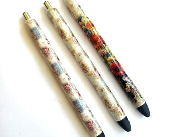 Custom Floral Pen|  Refillable Pen| Custom Design| Gel Pen| Greenery| Flower Pen