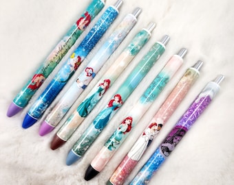 Custom Glitter Gel Pen | Princess & Villains, Refillable
