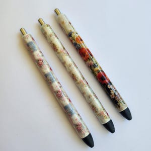 Stylo floral personnalisé|  Stylo rechargeable| Conception personnalisée| Stylo gel| Verdure| Stylo fleur