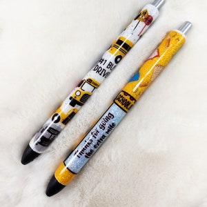 Schulbusfahrer Custom Pen| Glitzer Stift|  Nachfüllbarer Stift| Kundenspezifisches Design | Gelstift| Lehrerstift| Schulgeschenk