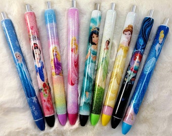 Cartoon Princess Custom Pen| Glitter Pen| Refillable Pen| Custom Design| Gel Pen|