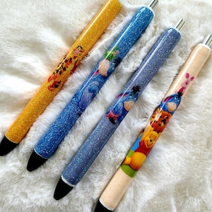Bolígrafo personalizado de Pooh/ Winnie the Pooh/ Bolígrafo con purpurina/ Bolígrafo recargable/ Diseño personalizado/ Bolígrafo de gel/ Bolígrafo Disney