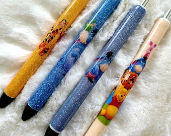 Pooh Custom Pen| Winnie the Pooh| Glitter Pen| Refillable Pen| Custom Design| Gel Pen| Disney Pen