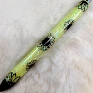 Sunflower Custom Pen| Glitter Pen|  Refillable Pen| Custom Design| Gel Pen