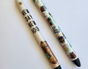 Book Lover Inspired Pen| Glitter Pen| Refillable Pen| Custom Design| Gel Pen| Anime Book| Book Love
